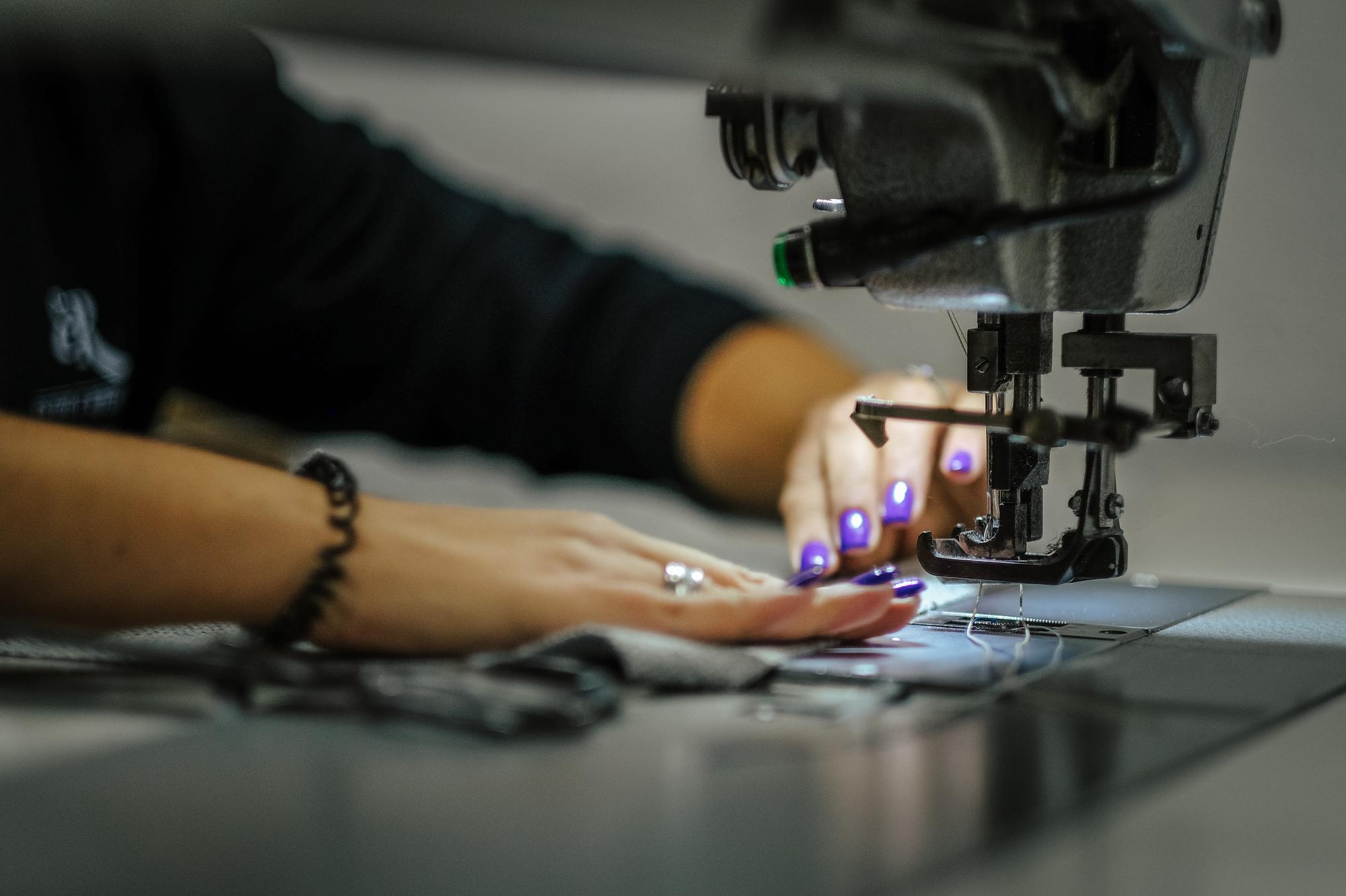 embroidery machine head working on fabric
